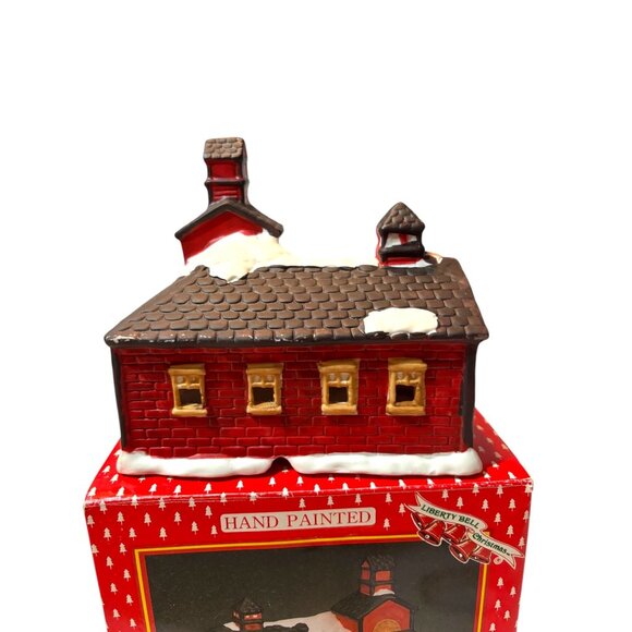 Hand Painted Illuminated Ceramic Firehouse Christmas Village Decor Liberty Bell - Picture 2 of 8